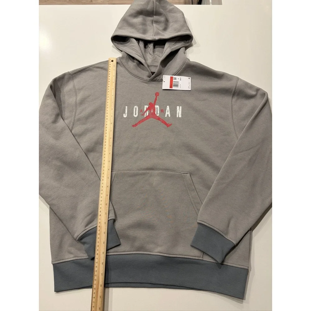 Jordan Brooklyn Fleece Jumpman Logo Pullover Hoodie Mens Grey Large HV5096-062